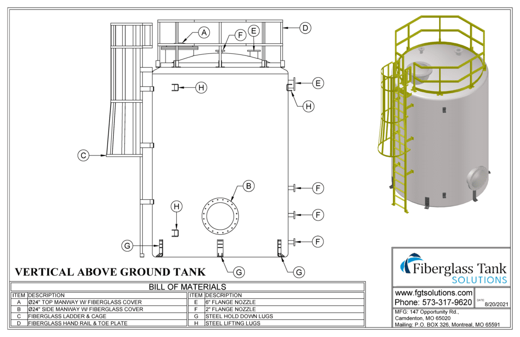 Vertical above ground tank typical application