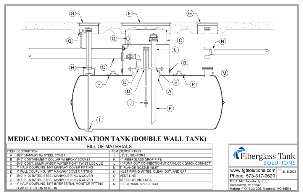Decontamination tank typical application drawing