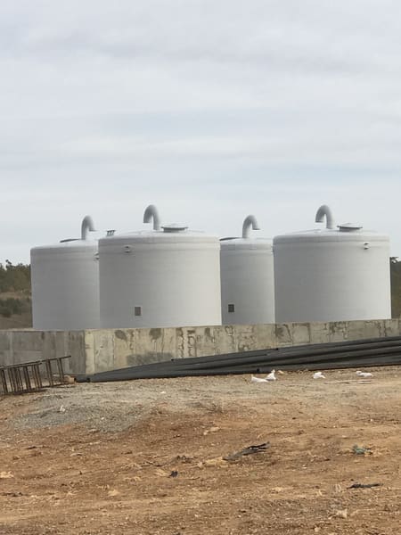 Multiple above ground fiberglass storage  tanks
