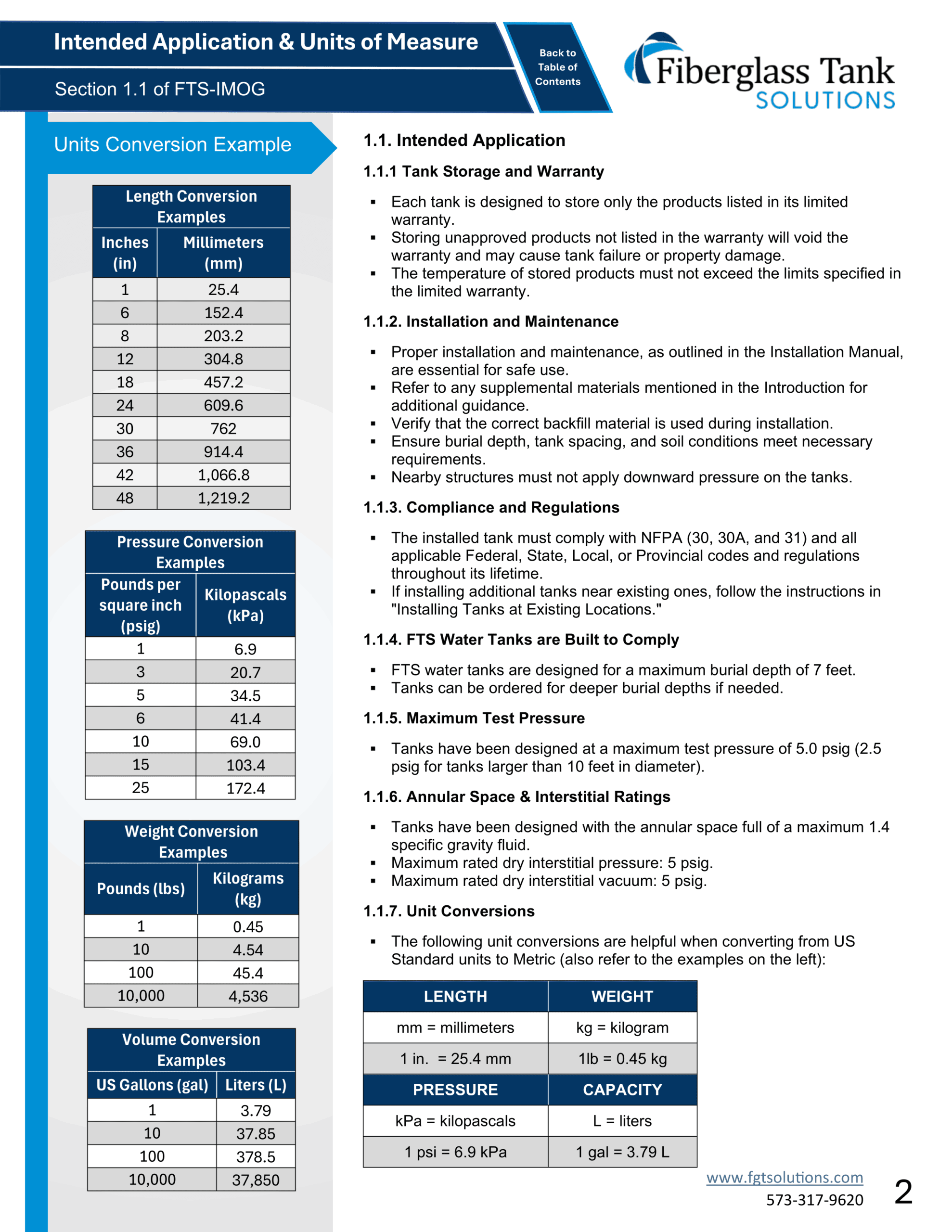 Tank Installation Table Underground Horizontal Tank Installation Guidelines (IMOG)