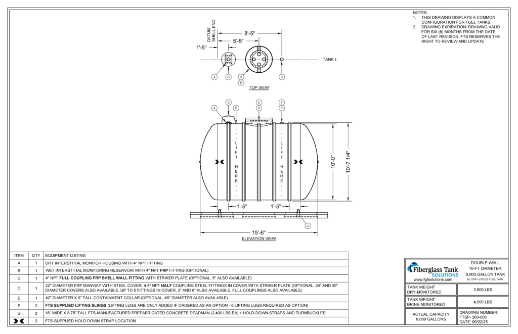 10' x 8,000-Gallon Single Compartment