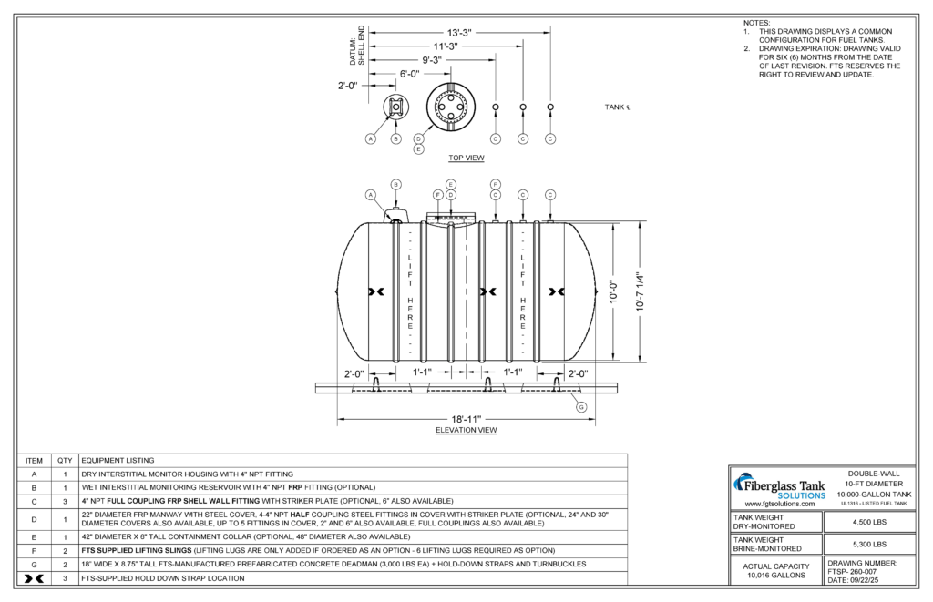 10' x 10K Single Compartment Petroleum Tank