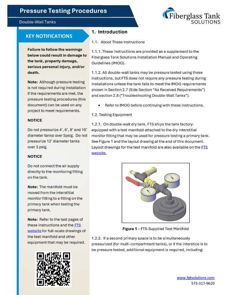 Field Pressure Testing Double Wall Tanks - Pg1